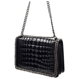 ZARA LEATHER CROC CHAIN CITY BAG